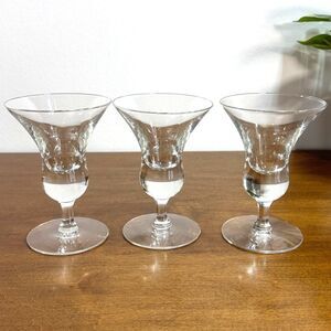 Vintage Danish Holmegaard Aperitif Cordial Glasses Set of 3 Clear Glass MCM